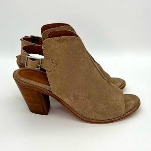 Frye Women's Courtney Suede Booties 8.5 Ash Leather Slingback Open Toe Shoes